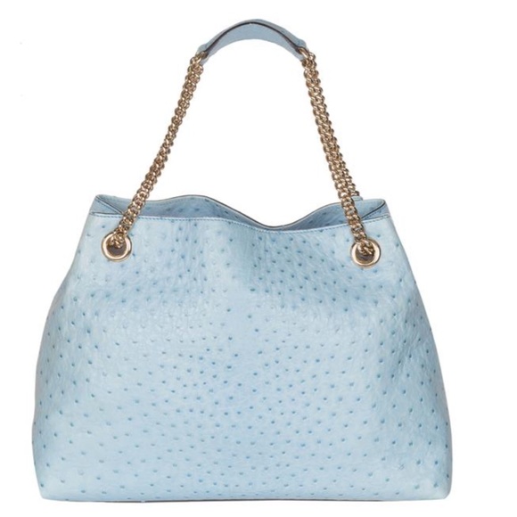 SOLD - Gucci Soho Blue Ostrich Leather Shoulder Bag - Picture 2 of 7